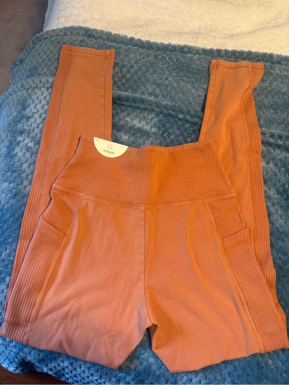 NWT Rust Orange Ribbed High-Waist Leggings AMERICAN EAGLE M